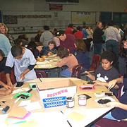 Students try their hand at block-printing